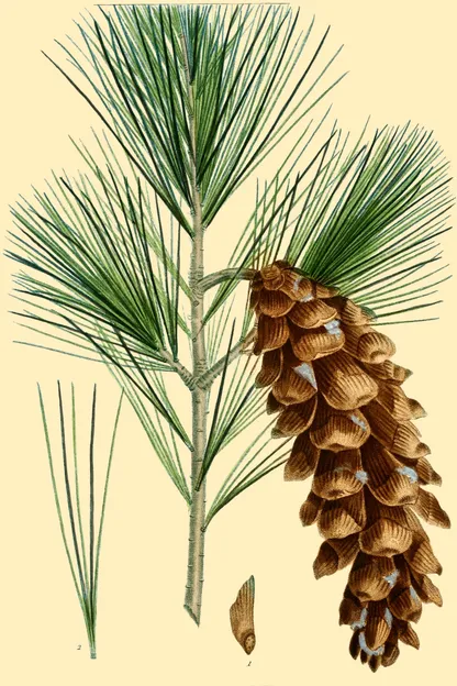 Pine (Pinus spp.), historical botanical illustration